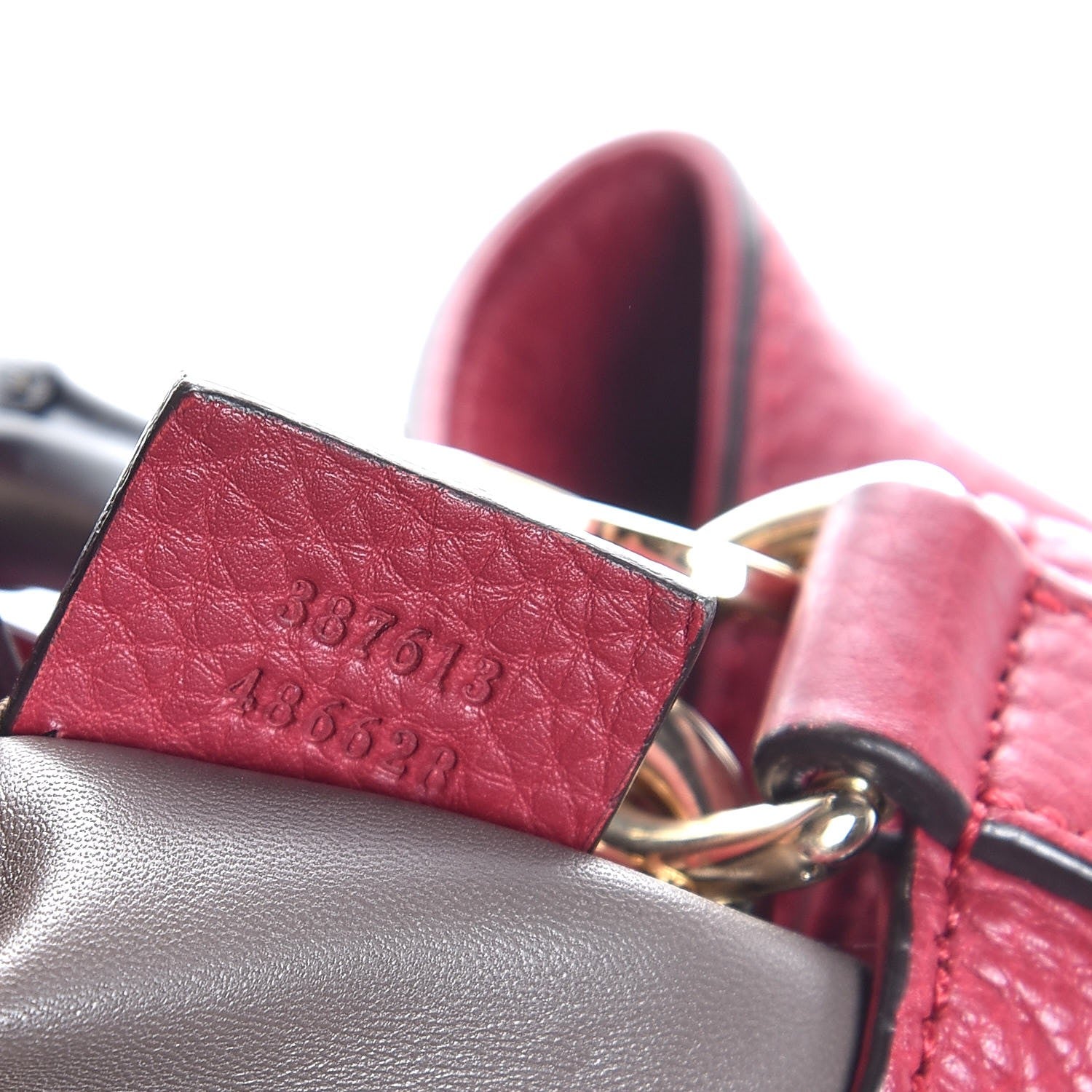 Gucci Pebbled Calfskin Miss Bamboo Bucket Bag Burgundy 8 of 8