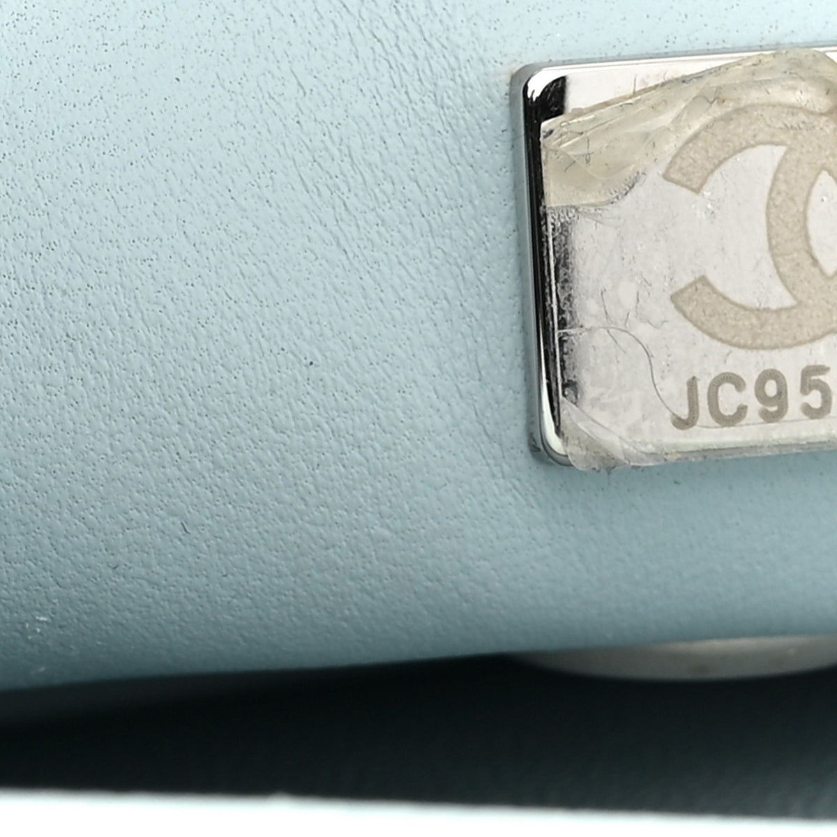 Iridescent Caviar Quilted Extra Mini Coco Handle Flap Light Blue
