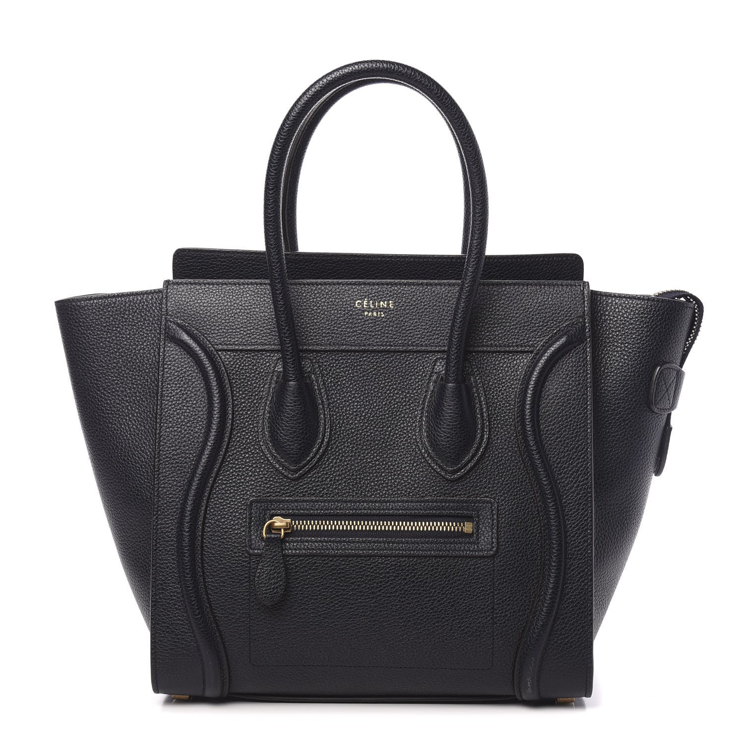 Celine Drummed Calfskin Micro Luggage Midnight 1 of 9