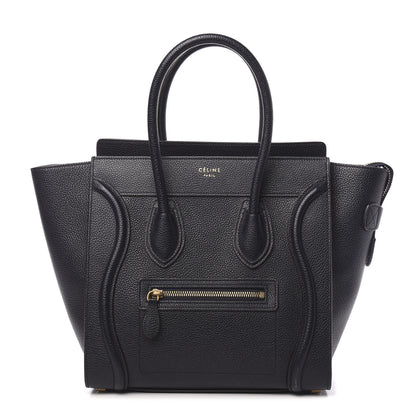 Celine Drummed Calfskin Micro Luggage Midnight 1 of 9
