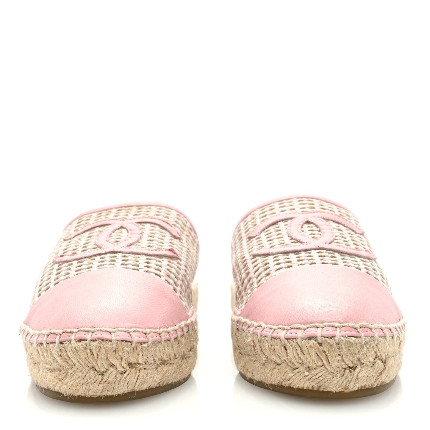 Mesh Grosgrain CC Espadrilles Mule 37 Pink