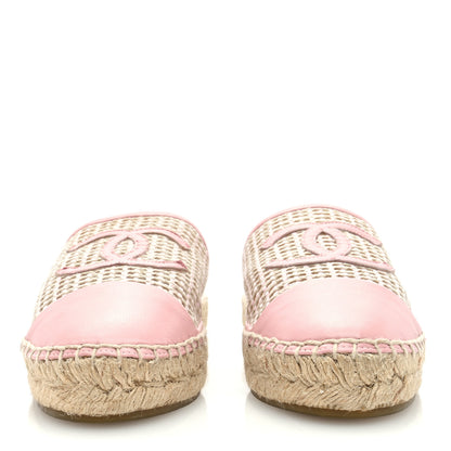Chanel Mesh Grosgrain CC Espadrilles Mule 37 Pink 3 of 8