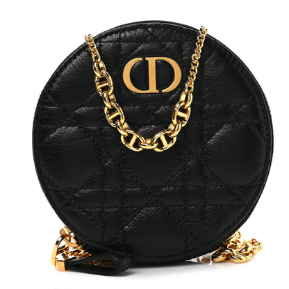 Christian Dior Calfskin Cannage Round Caro Pouch Black 1 of 6