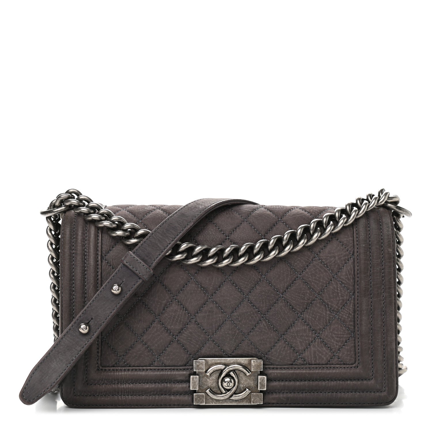 Chanel Nubuck Quilted Medium Boy Flap Grey 1 of 15