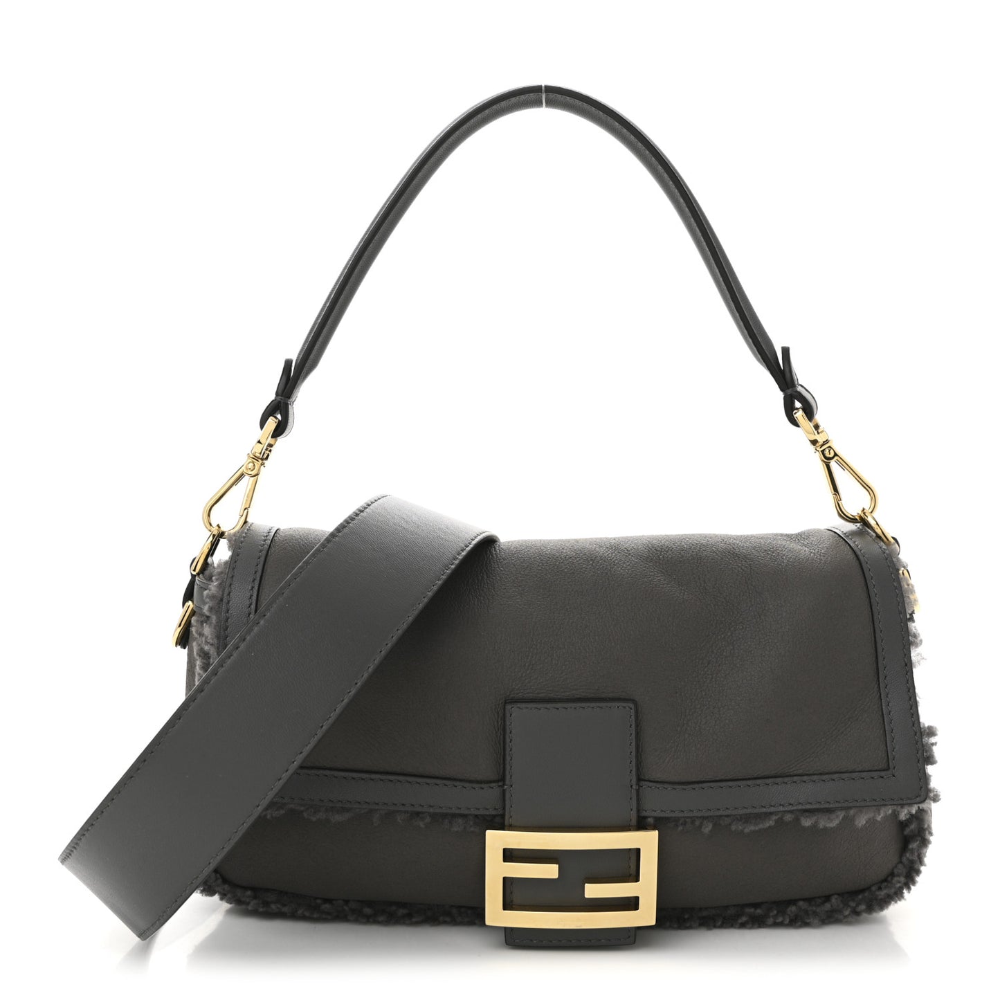 Lambskin Shearling Baguette Anthracite