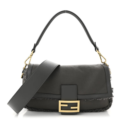 Fendi Lambskin Shearling Baguette Anthracite 1 of 11