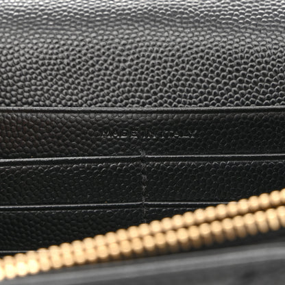 Saint Laurent Grain De Poudre Matelasse Chevron Monogram Chain Wallet Black 7 of 10