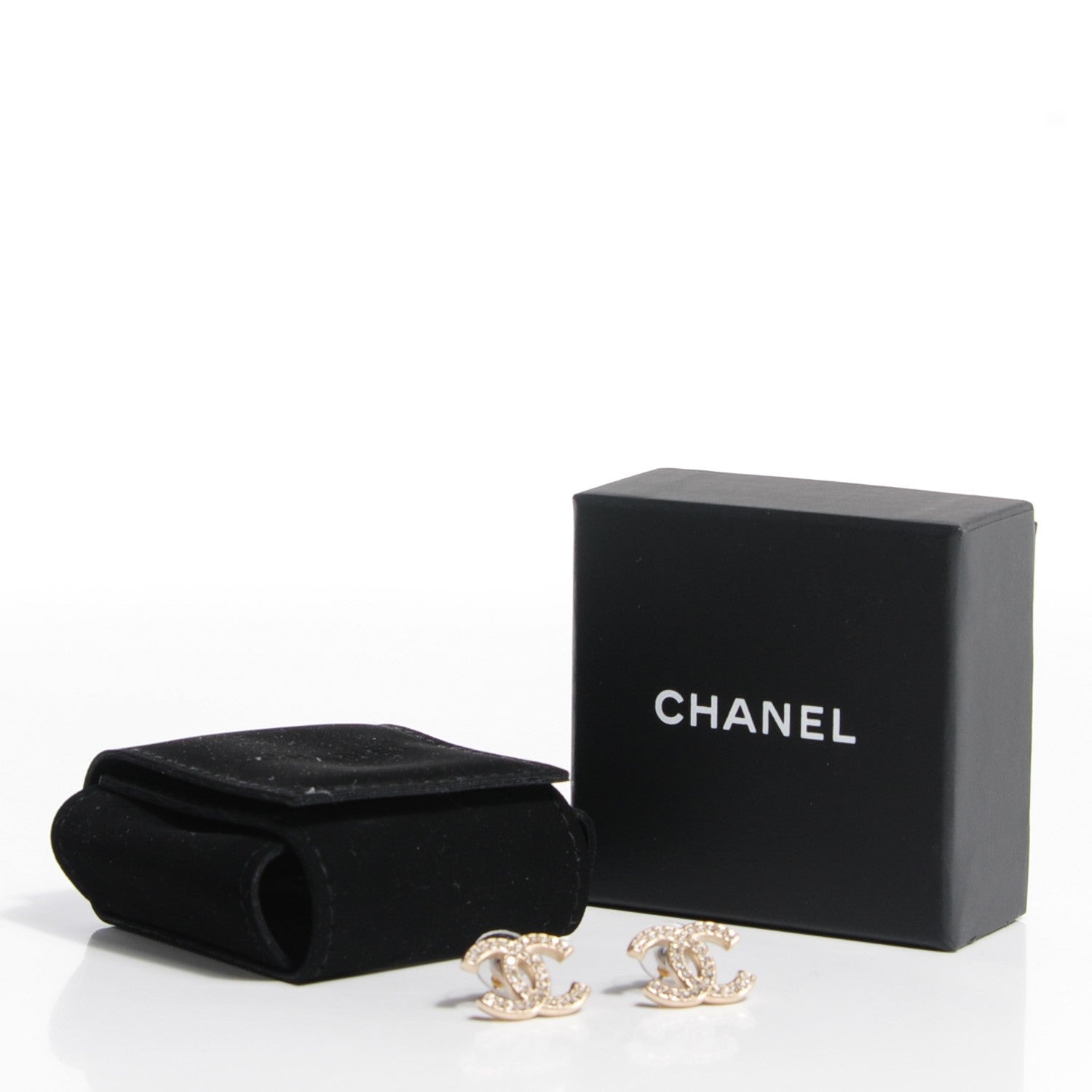 Chanel Crystal CC Earrings Light Gold 5 of 5
