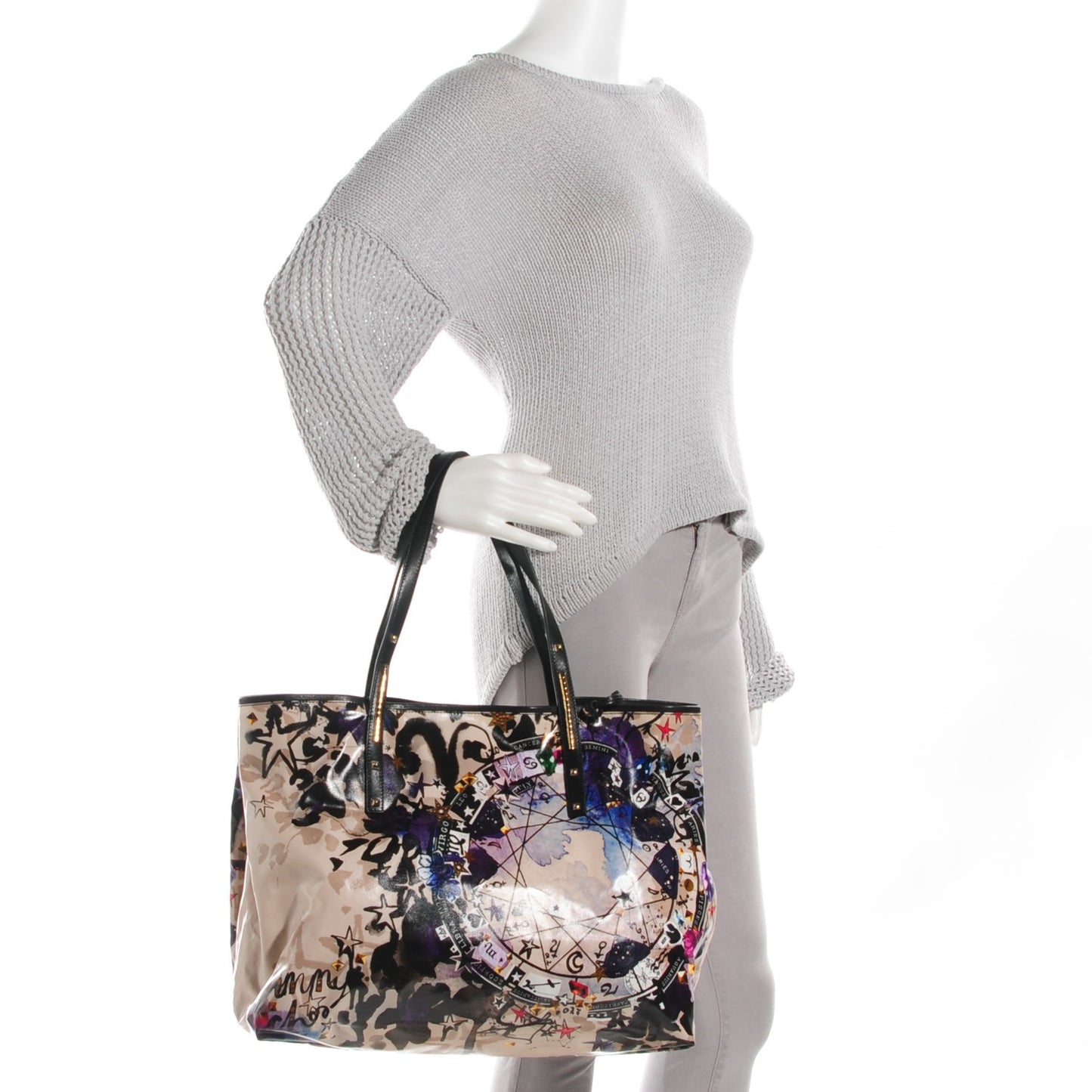Glazed Canvas Large Printed Scarlet Tote