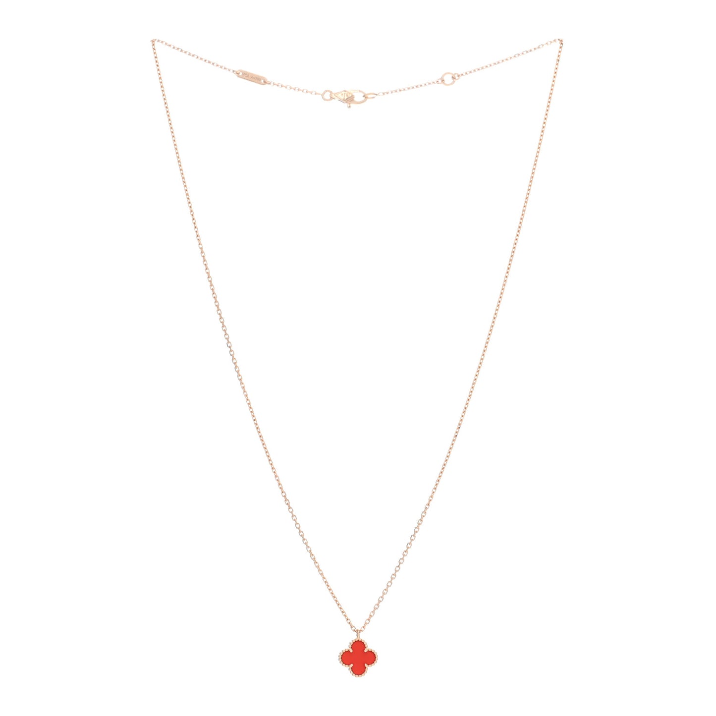 18K Rose Gold Carnelian Sweet Alhambra Pendant Necklace