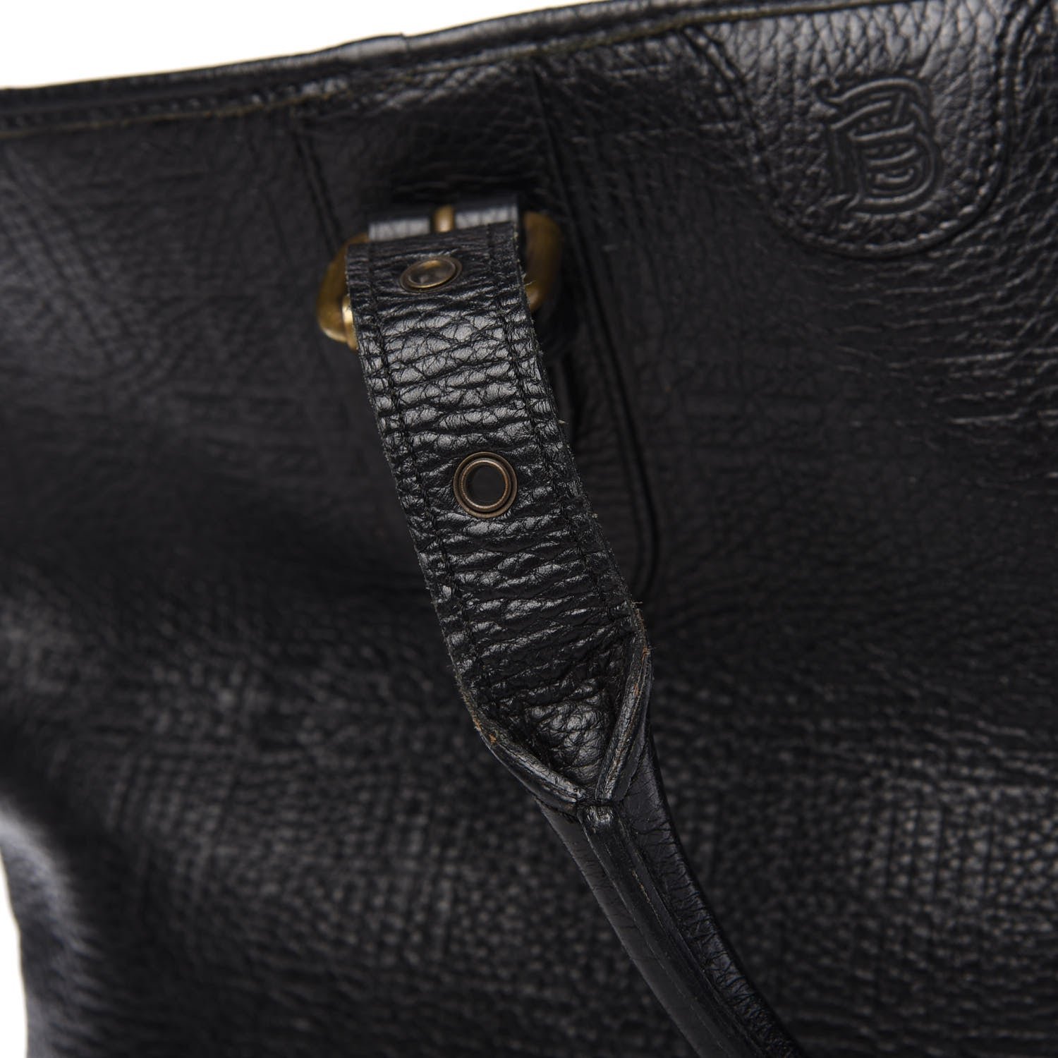 Burberry Signature Grain Calfskin Check Embossed Tote Black 12 of 12