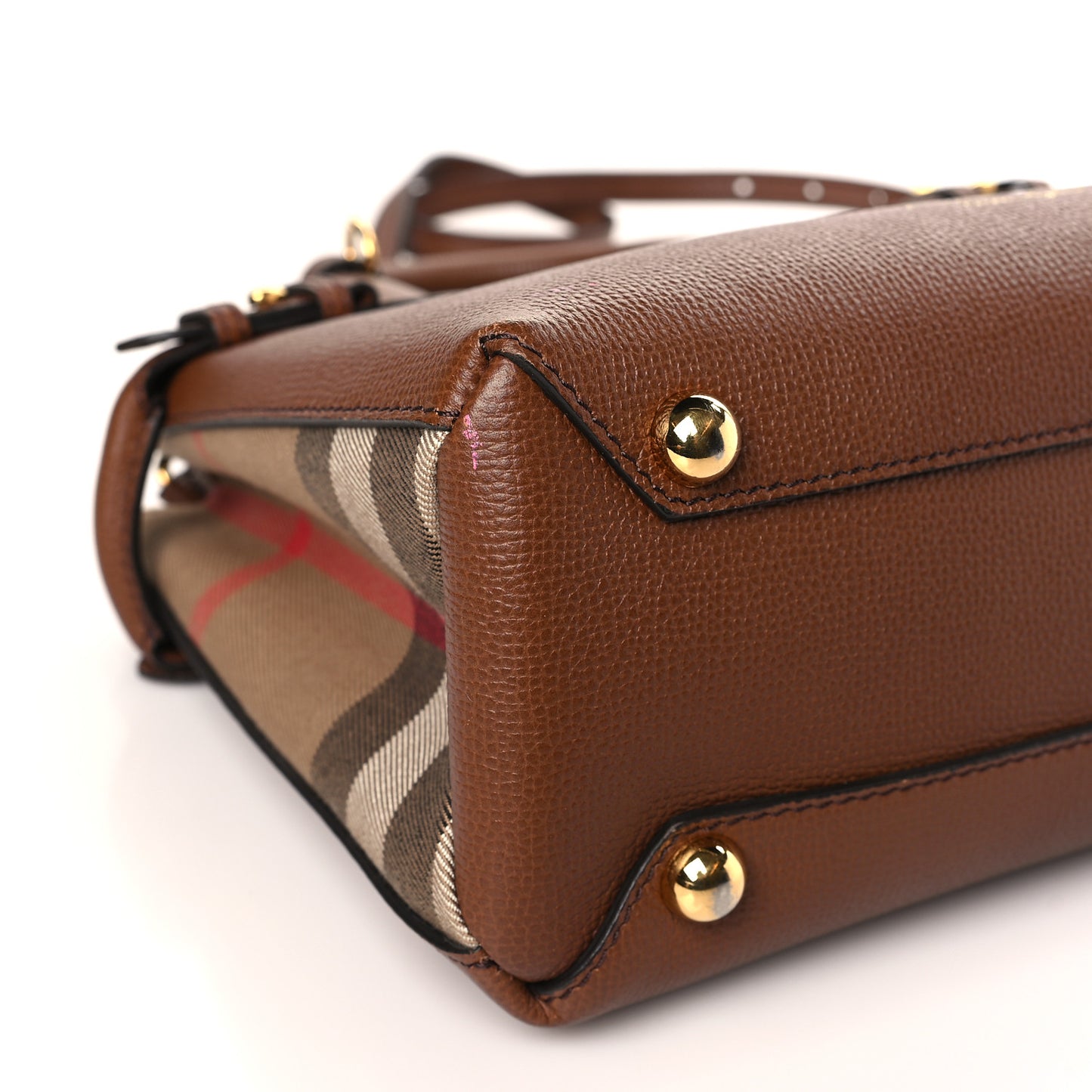 Derby Calfskin House Check Small Banner Tote Tan