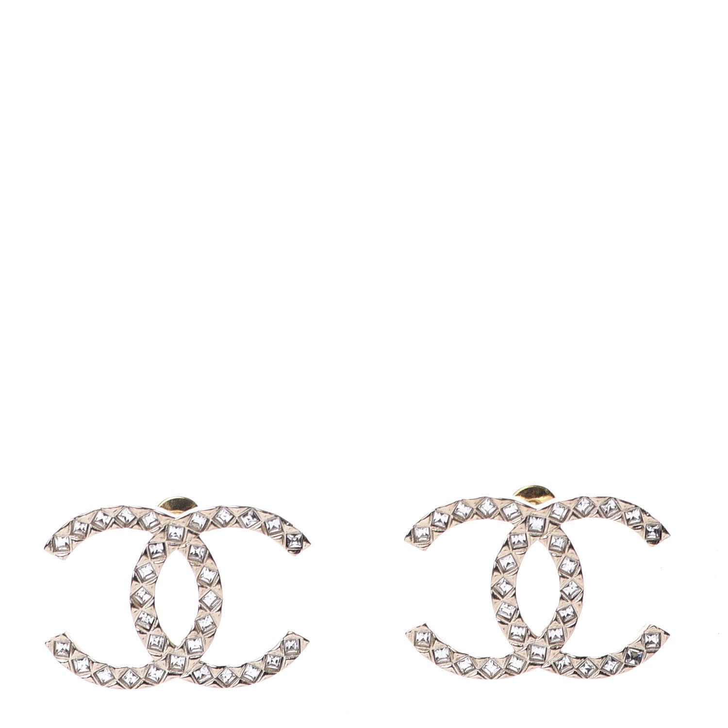 Chanel Baguette Crystal High Society CC Earrings Gold 1 of 5