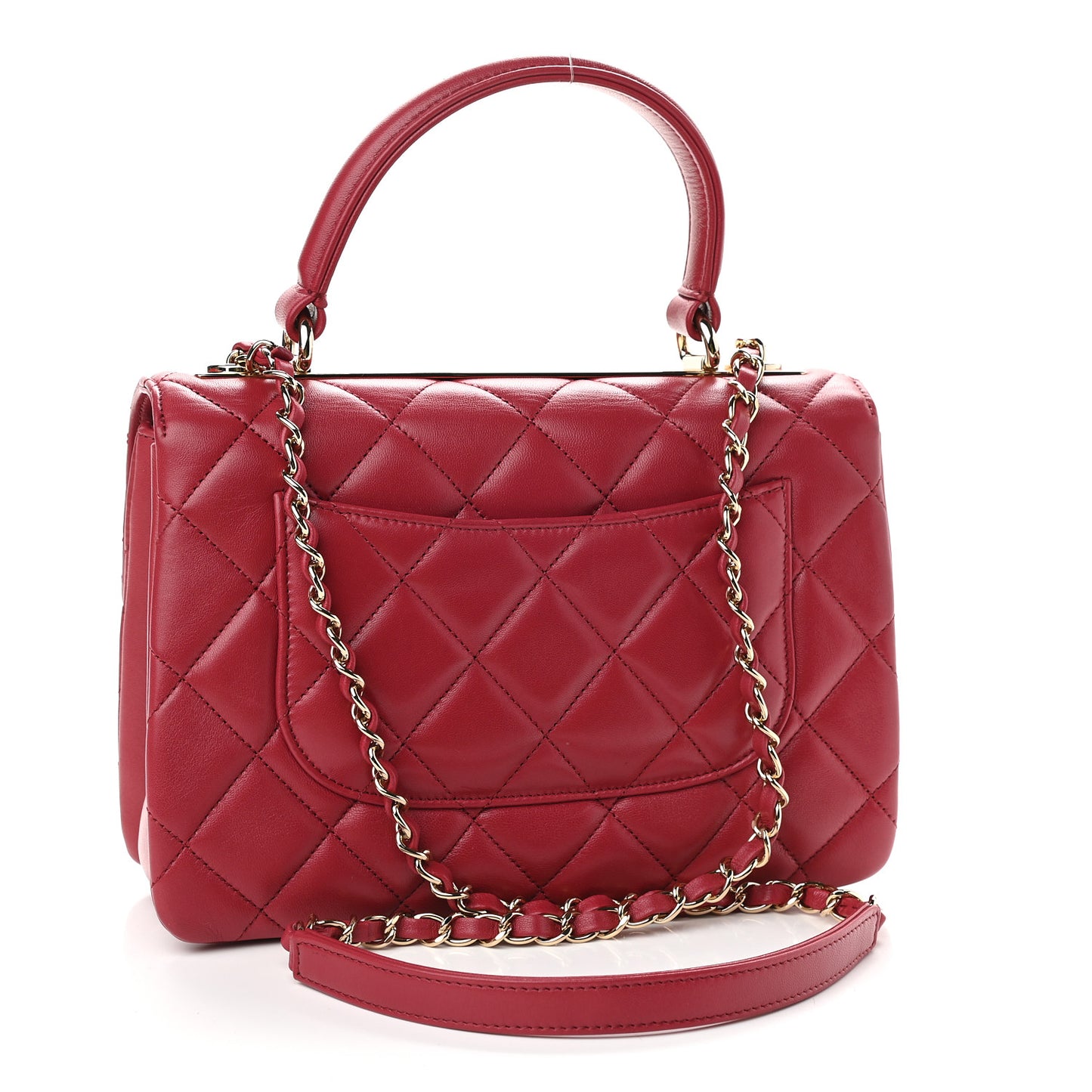 Lambskin Quilted Small Trendy CC Flap Dual Handle Bag Dark Pink