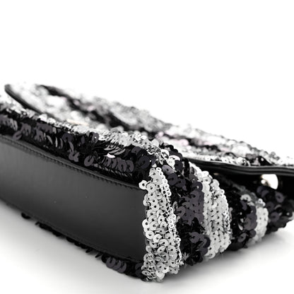 Chanel Sequin Striped Medium Reissue Flap Black Silver 9 of 10