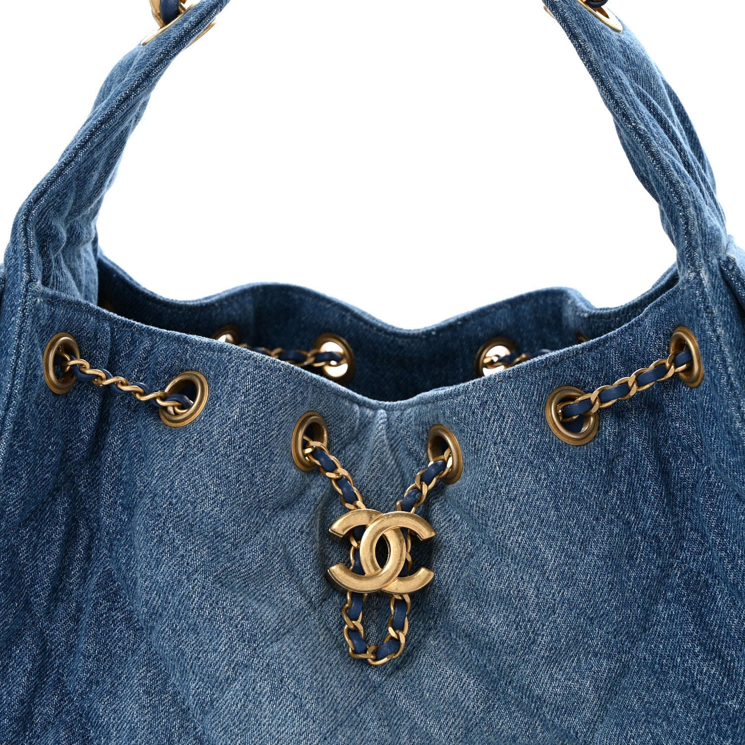Chanel Washed Denim Quilted Small Chanel 25 Handbag Blue 8 of 12