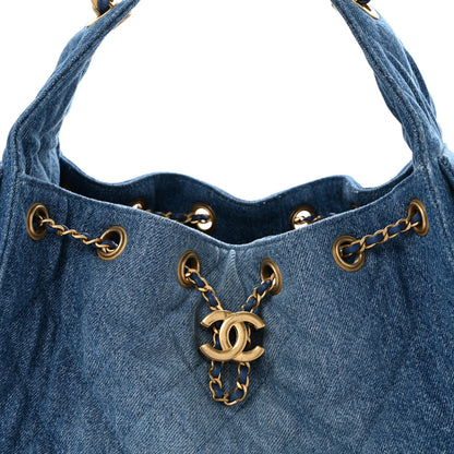 Chanel Washed Denim Quilted Small Chanel 25 Handbag Blue 8 of 12