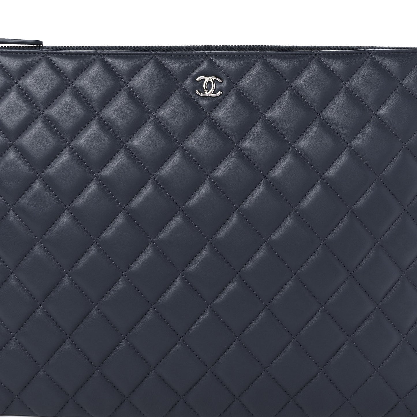 Lambskin Quilted Large Cosmetic Case Navy