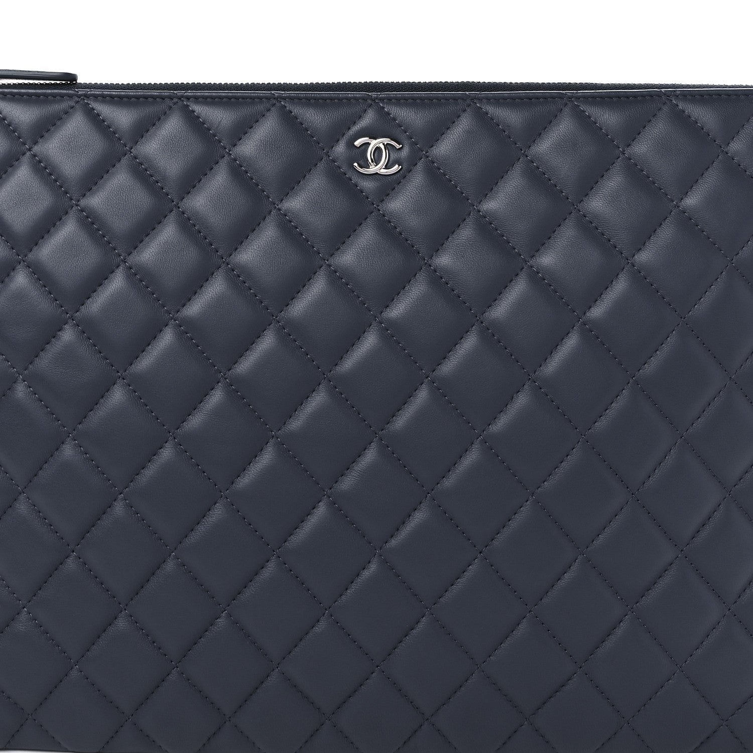 Chanel Lambskin Quilted Large Cosmetic Case Navy 7 of 8