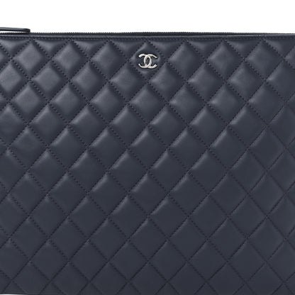 Chanel Lambskin Quilted Large Cosmetic Case Navy 7 of 8