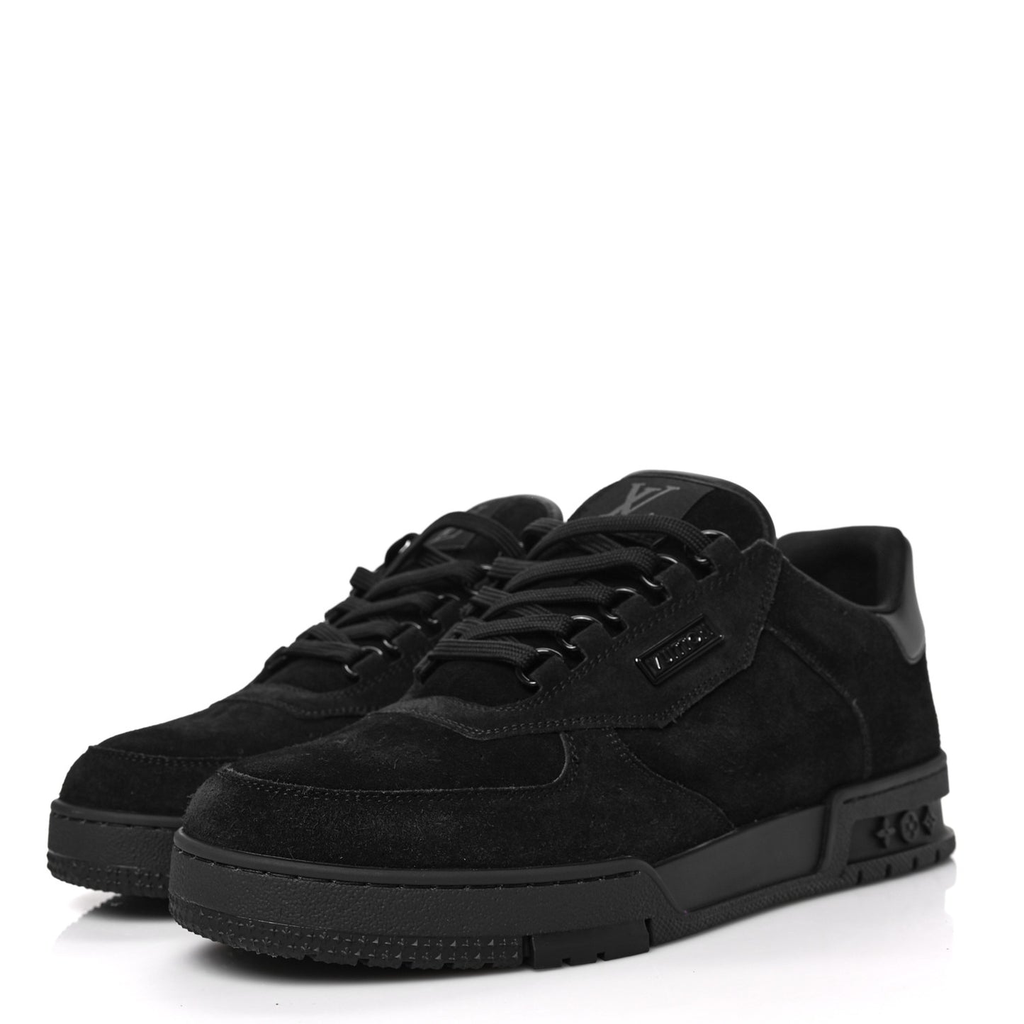 Suede Mens LV Trainer Sneakers 8 Black