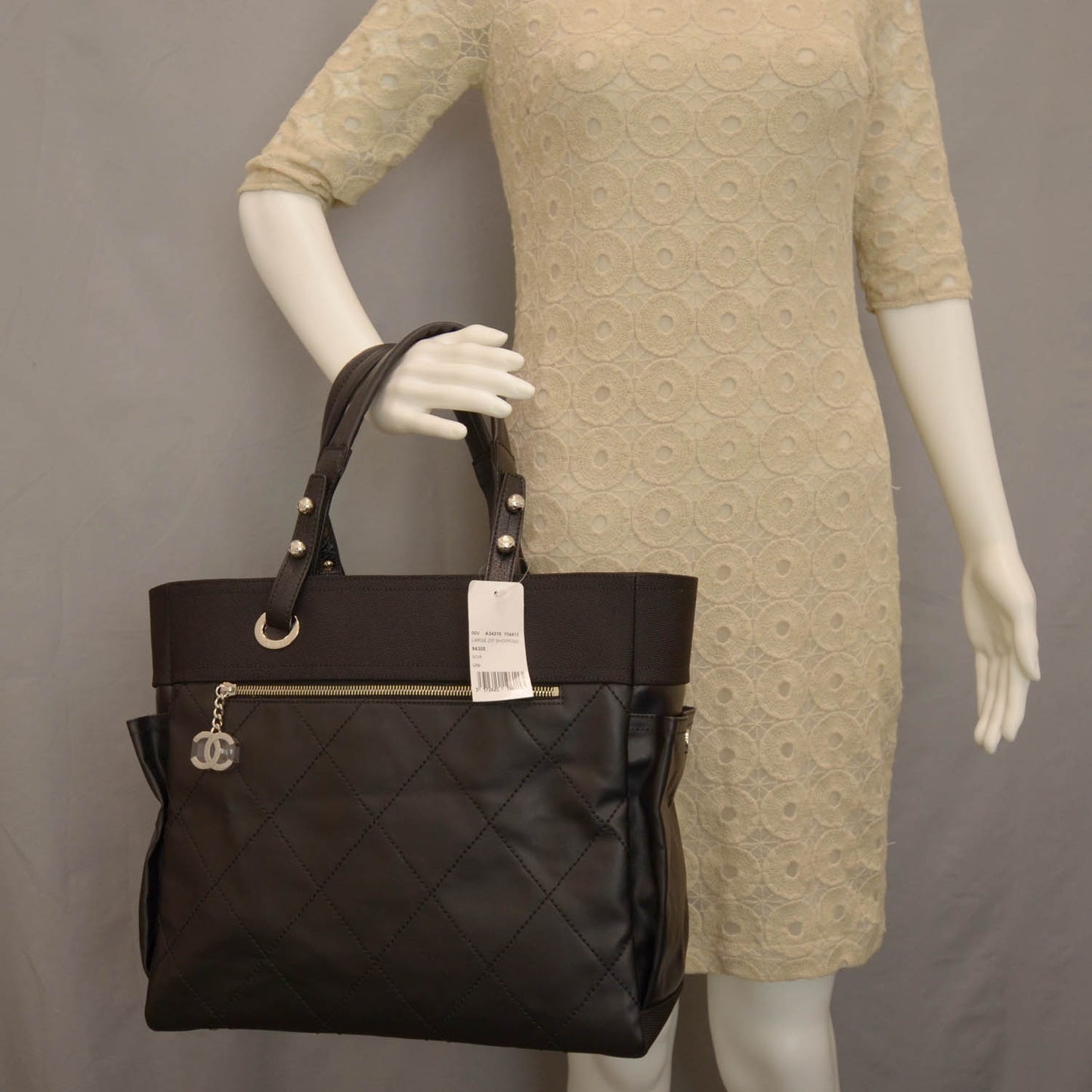 Coated Canvas Large Paris Biarritz Tote Black