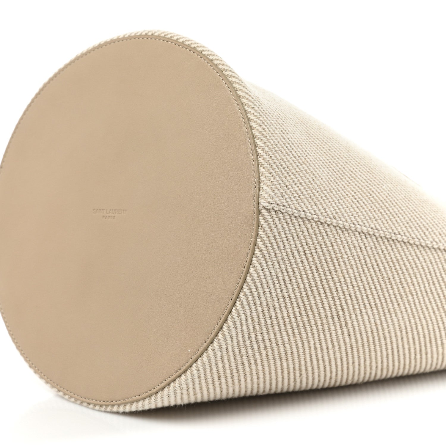 Saint Laurent Diagonal Canvas Calfskin Rive Gauche Bucket Bag Beige 9 of 10
