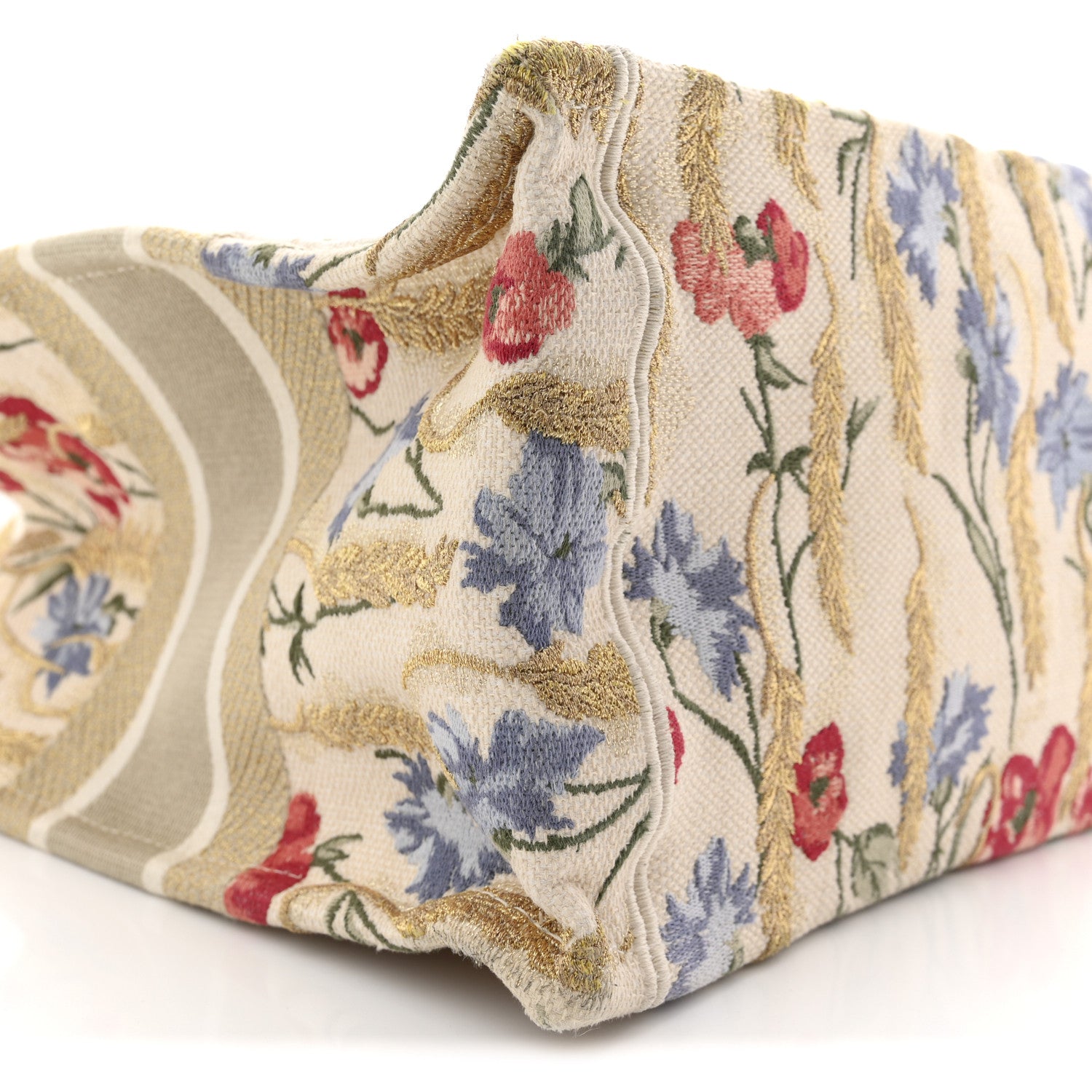 Christian Dior Canvas Embroidered Medium Hibiscus Book Tote Beige Multicolor 9 of 10