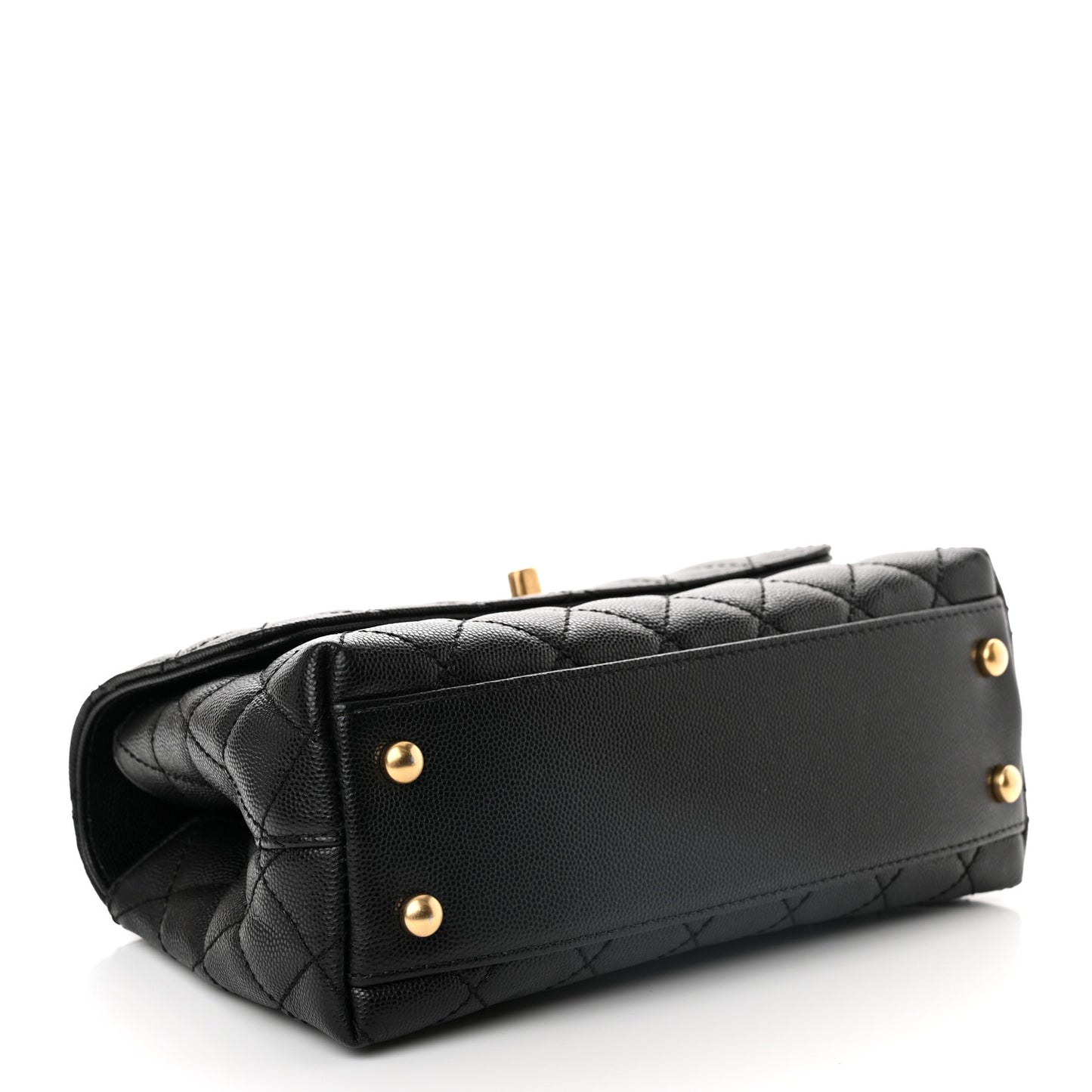 Caviar Quilted Mini Coco Chain Handle Flap Black