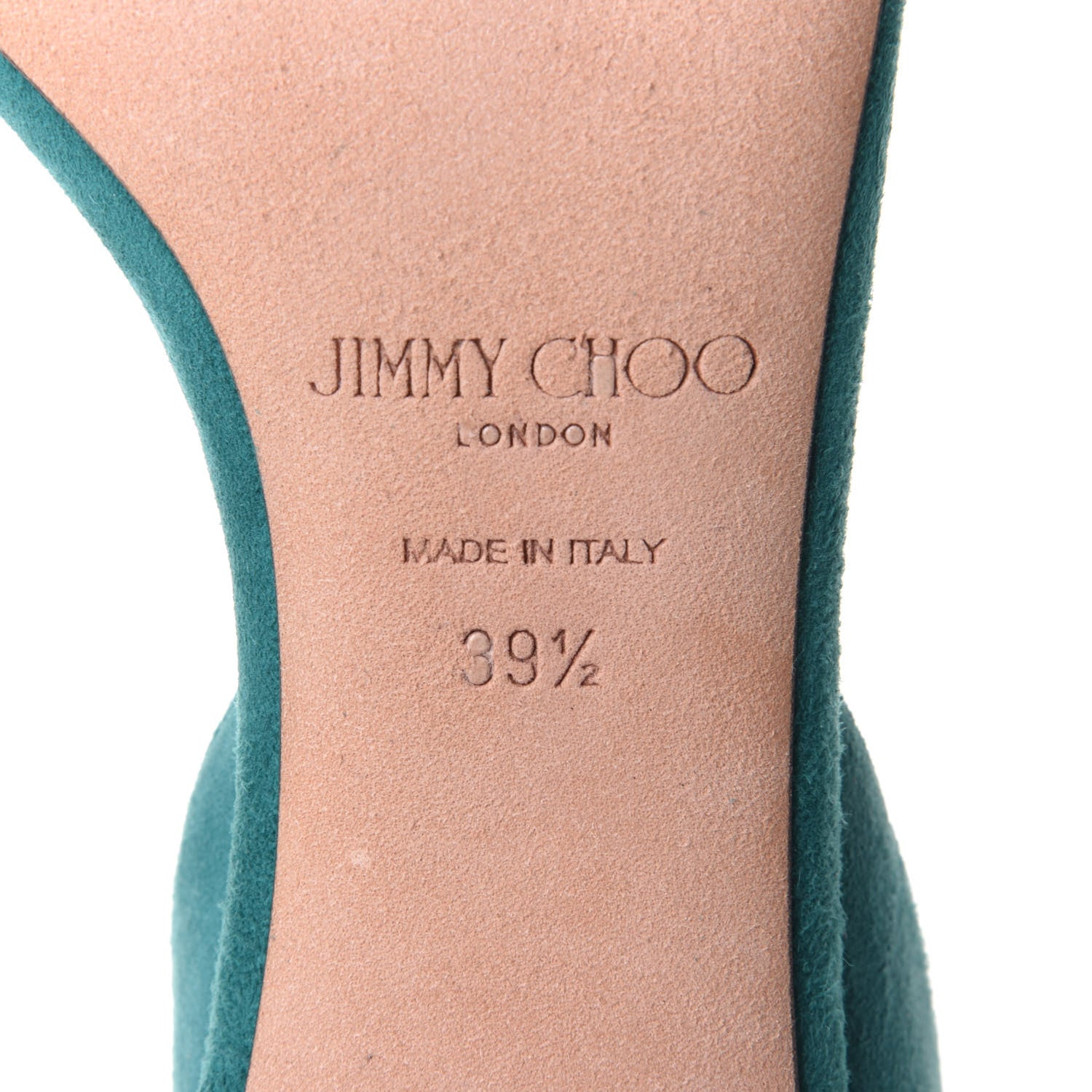 Jimmy Choo Suede Peep Toe Sandals 39.5 Emerald 8 of 9