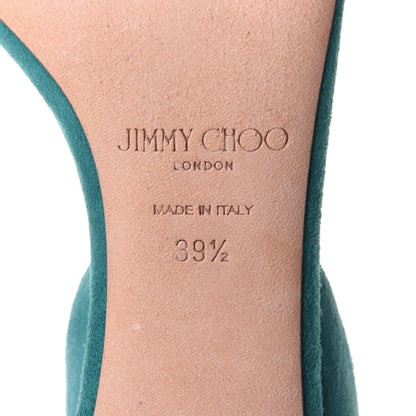 Jimmy Choo Suede Peep Toe Sandals 39.5 Emerald 8 of 9