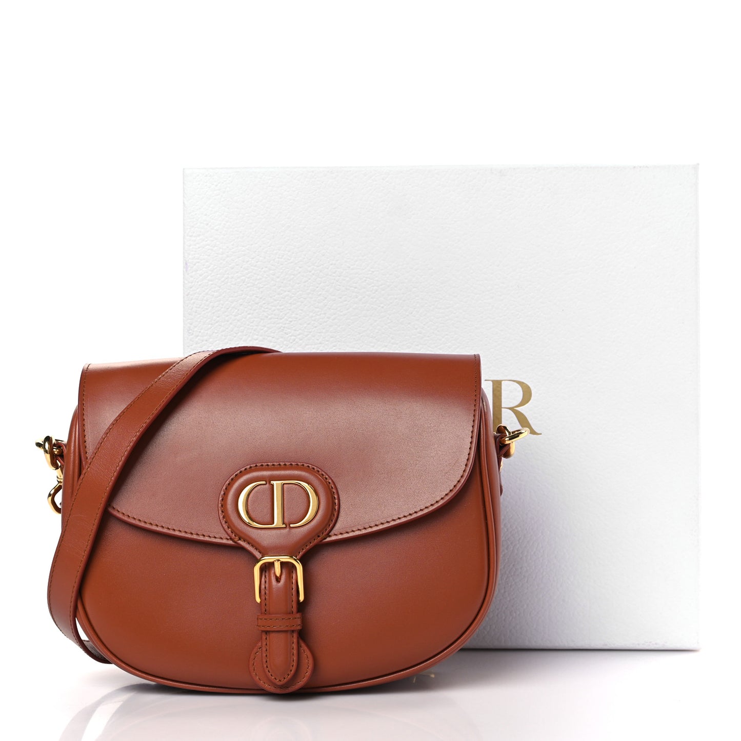 Box Calfskin Medium Bobby Flap Dark Tan