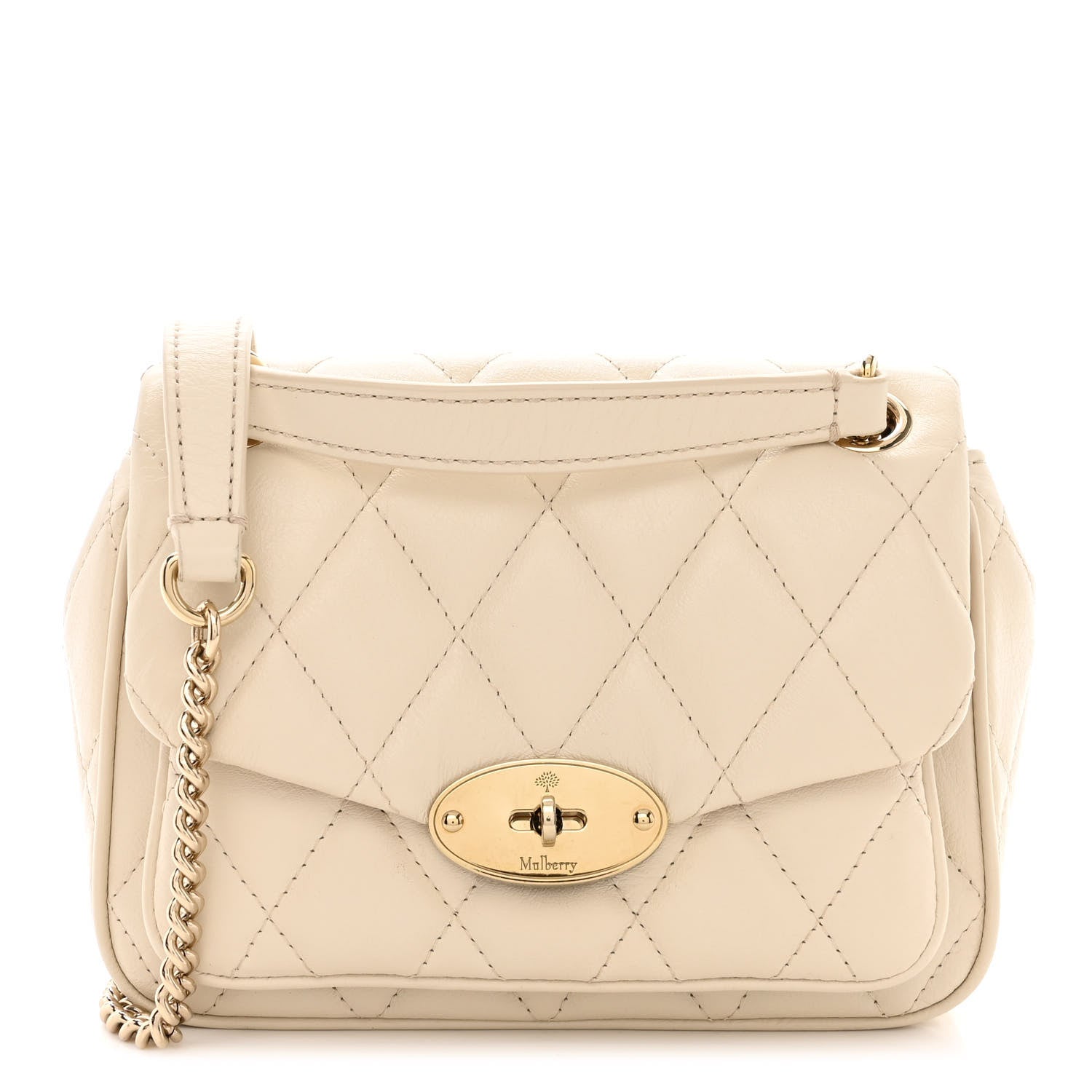 Mulberry Shiny Calfskin Quilted Mini Darley Shoulder Bag Chalk 1 of 10