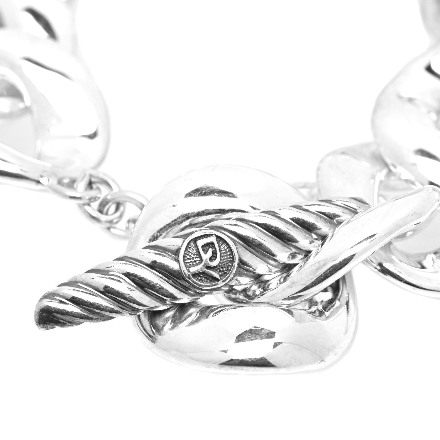 David Yurman Sterling Silver Diamond Large Cordelia Curb Link Bracelet 3 of 4