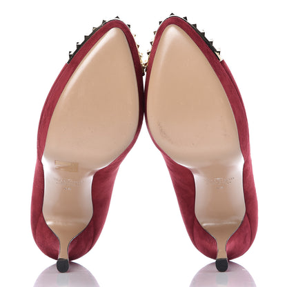 Valentino Garavani Suede Rockstud Cap Toe Platform Pumps 40 Red Gold 6 of 20