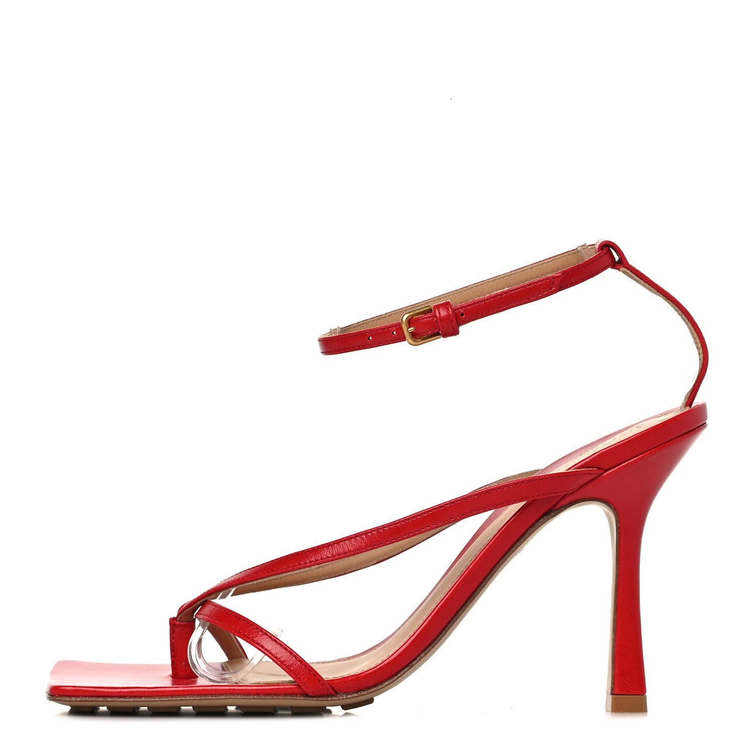Bottega Veneta Lambskin Stretch Multi Strap 90mm Sandals 37 Tomato 1 of 9