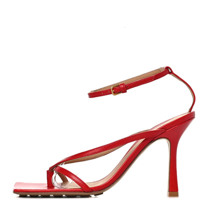 Bottega Veneta Lambskin Stretch Multi Strap 90mm Sandals 37 Tomato 1 of 9
