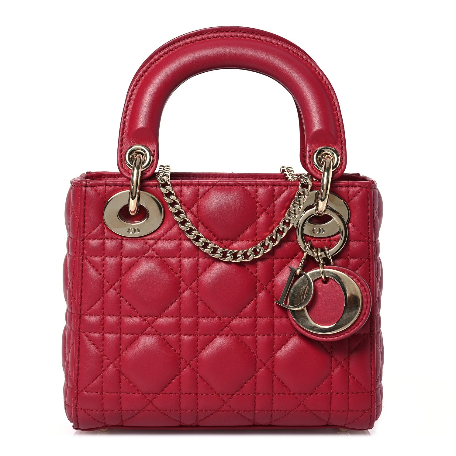 Christian Dior Lambskin Cannage Mini Lady Dior Red 1 of 11