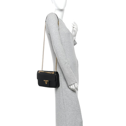 Prada Saffiano Flap Shoulder Bag Black 2 of 9