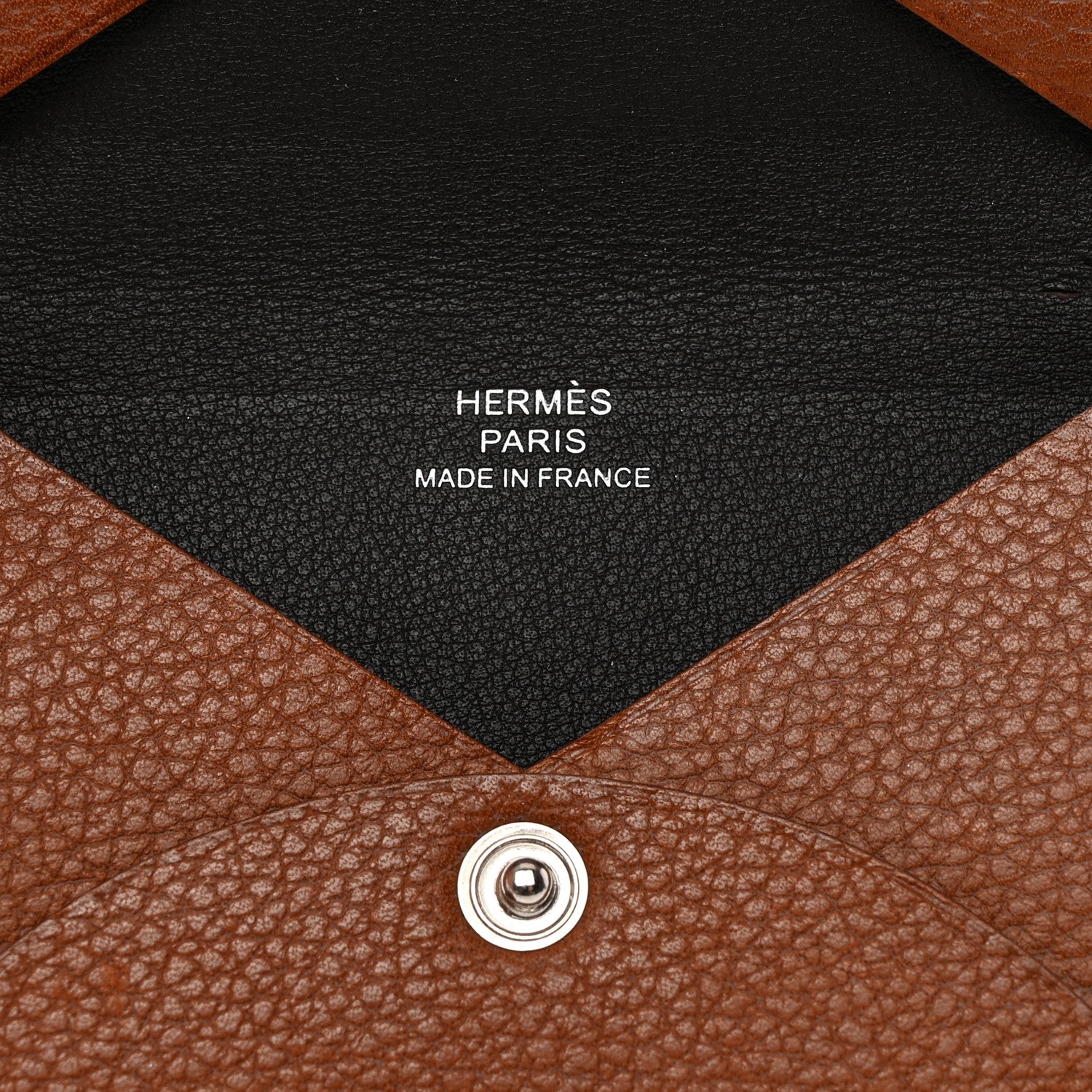 Hermes Barenia Verso Calvi Card Case Fauve Black 7 of 9