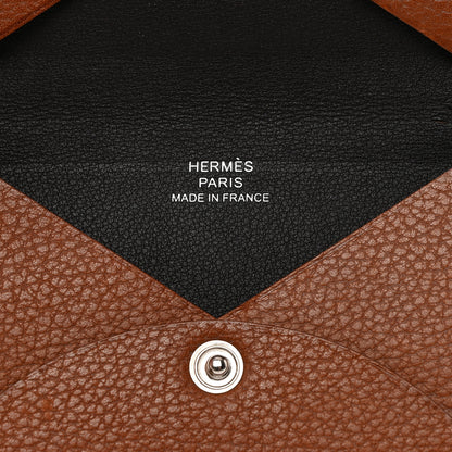 Hermes Barenia Verso Calvi Card Case Fauve Black 7 of 9