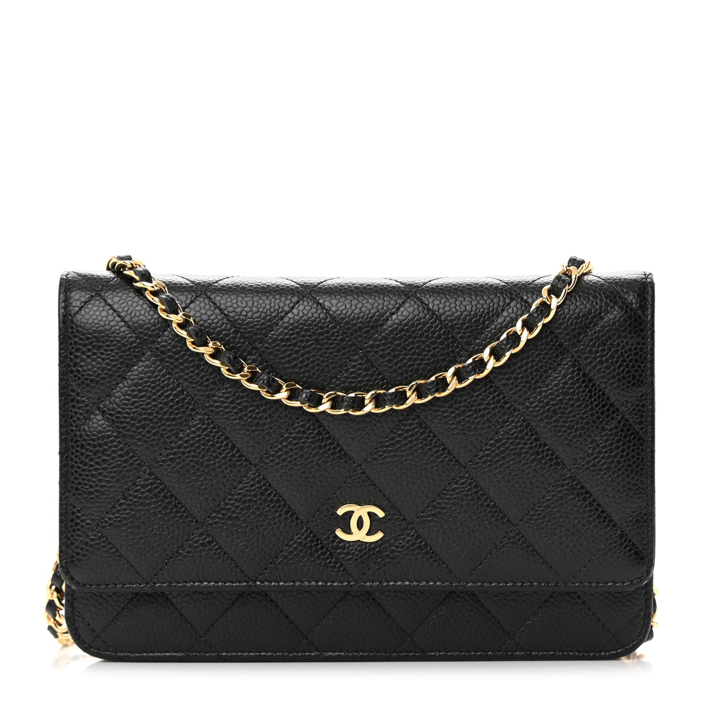 Caviar Quilted Wallet on Chain WOC Black