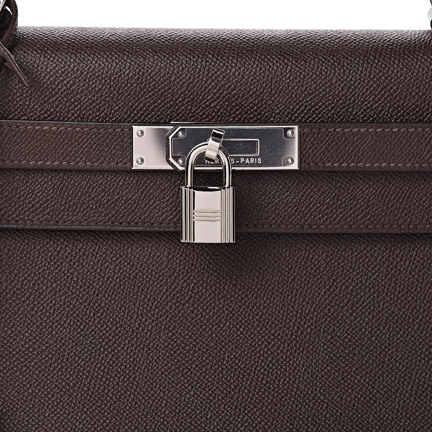 Hermes Epsom Kelly Retourne 32 Chocolate Orange 38 of 46