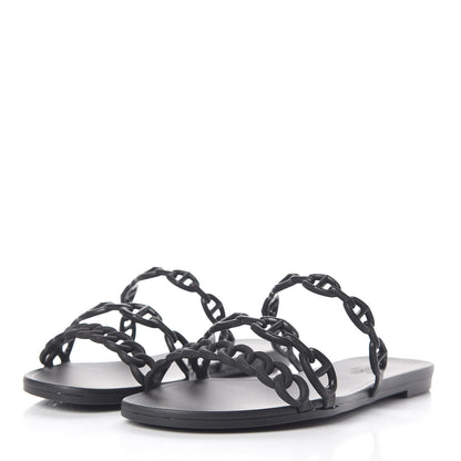 Hermes Rubber Chaine d'Ancre Rivage Sandals 35 Black 3 of 7