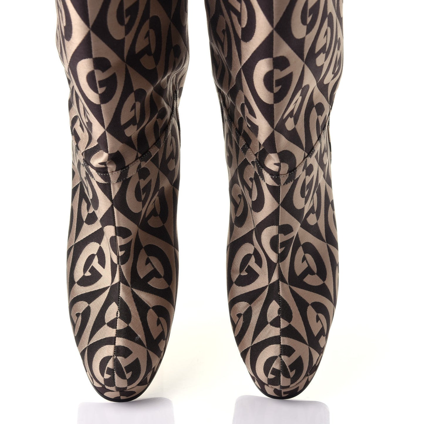 Fabric G Rhombus Print Platform Boots 39.5 Beige Cocoa