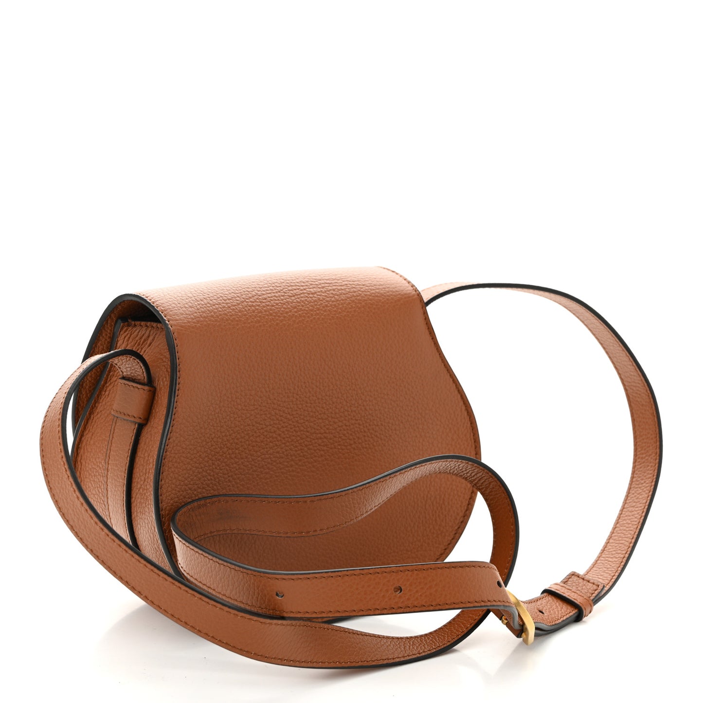 Grained Calfskin Small Marcie Saddle Bag Tan