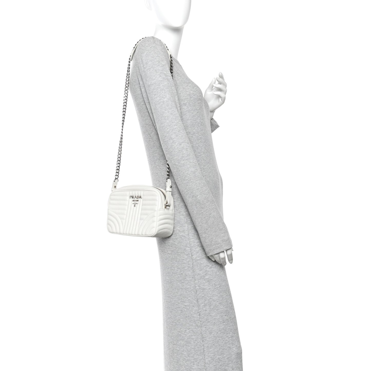 Soft Calfskin Diagramme Camera Bag White