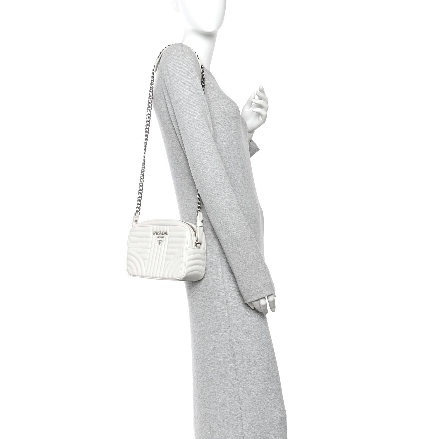 Prada Soft Calfskin Diagramme Camera Bag White 2 of 13