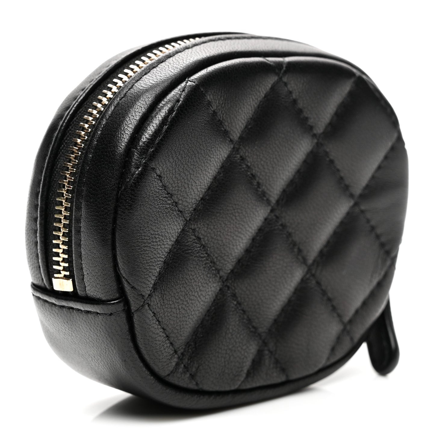 Lambskin Quilted Zip Around Classic Coin Purse Black