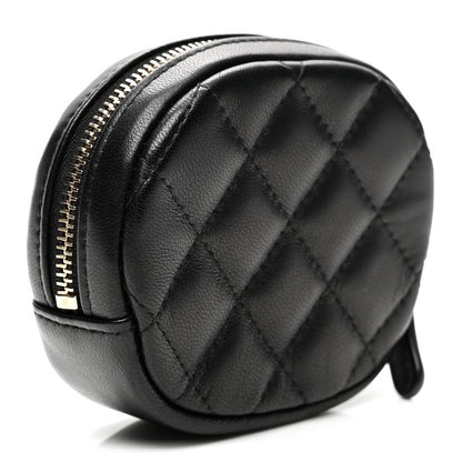 Chanel Lambskin Quilted Zip Around Classic Coin Purse Black 3 of 7